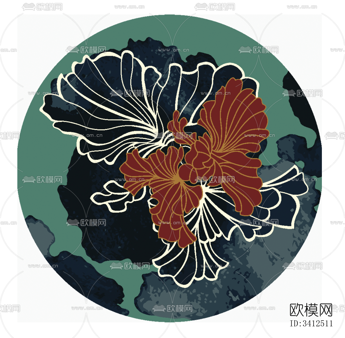 新中式圆形地毯下载