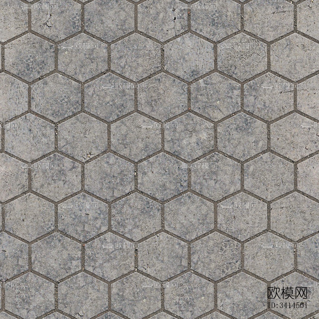 无缝六角形石材拼花地砖人行道路地面广场铺贴下载