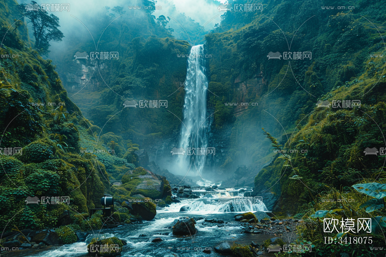 山水瀑布
