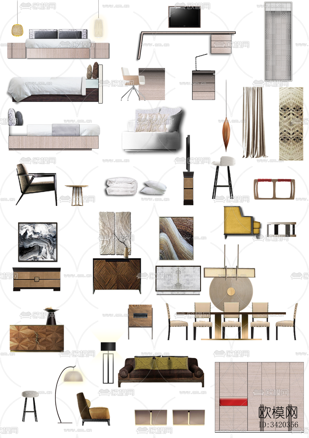 现代装饰品 摆件 免抠软装素材贴图下载