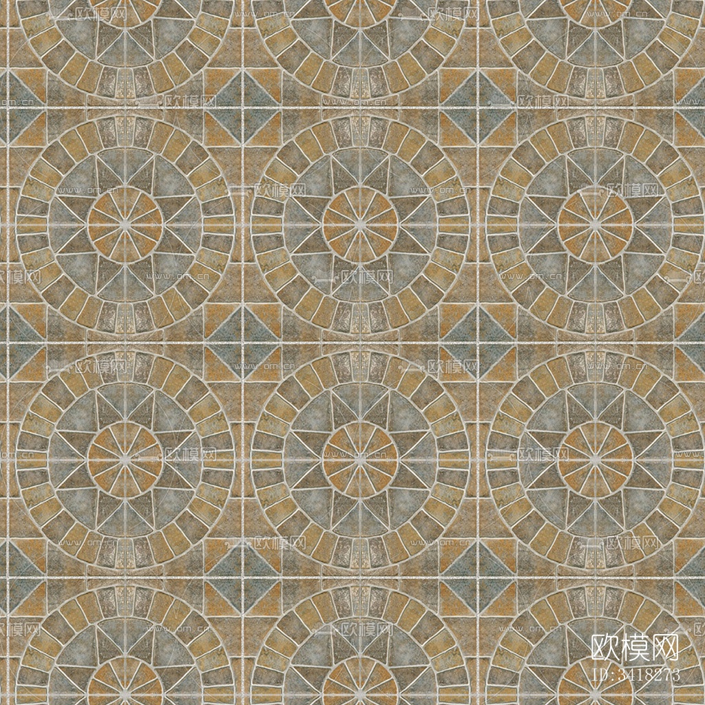 无缝花岗岩石材几何拼花地砖人行道路地面广场铺贴下载