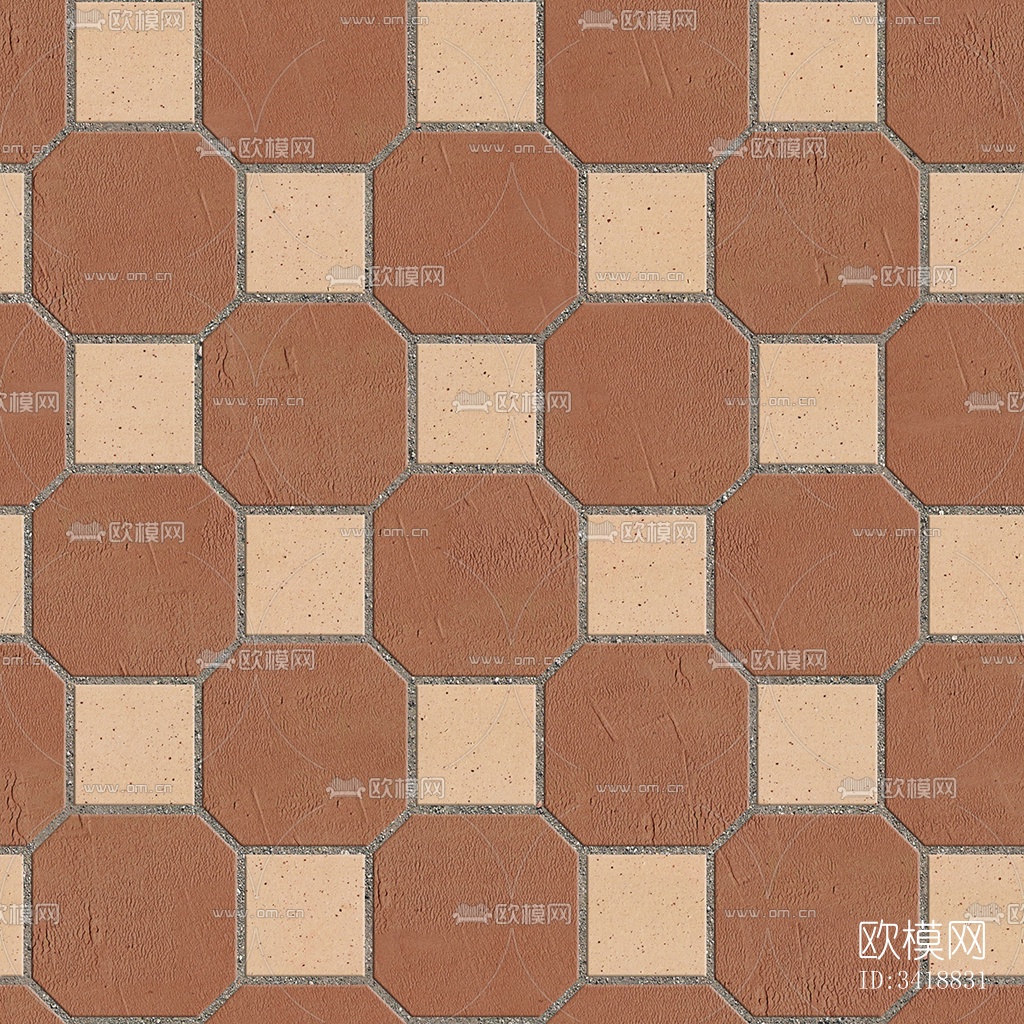 无缝陶瓦几何拼花地砖人行道路地面广场铺贴下载