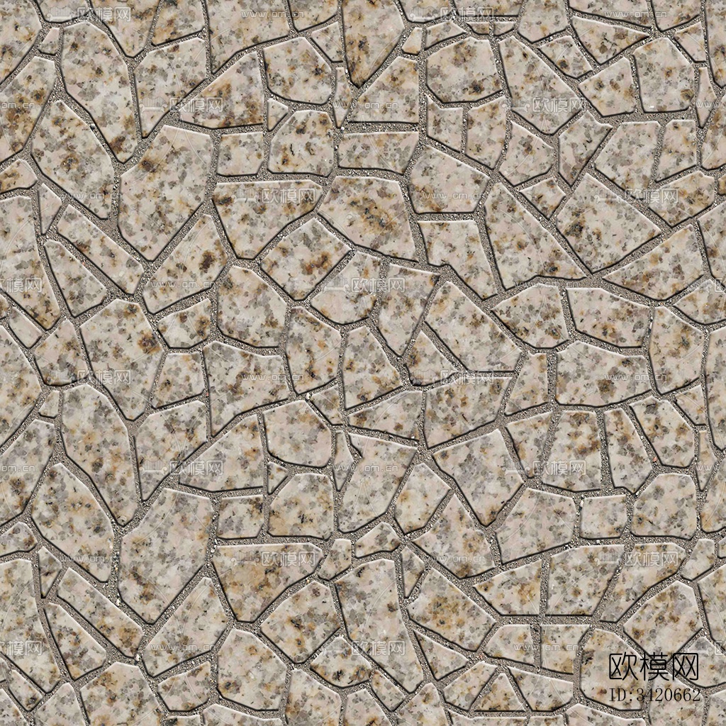 无缝不规则拼花石板地砖人行道路地面广场铺贴下载