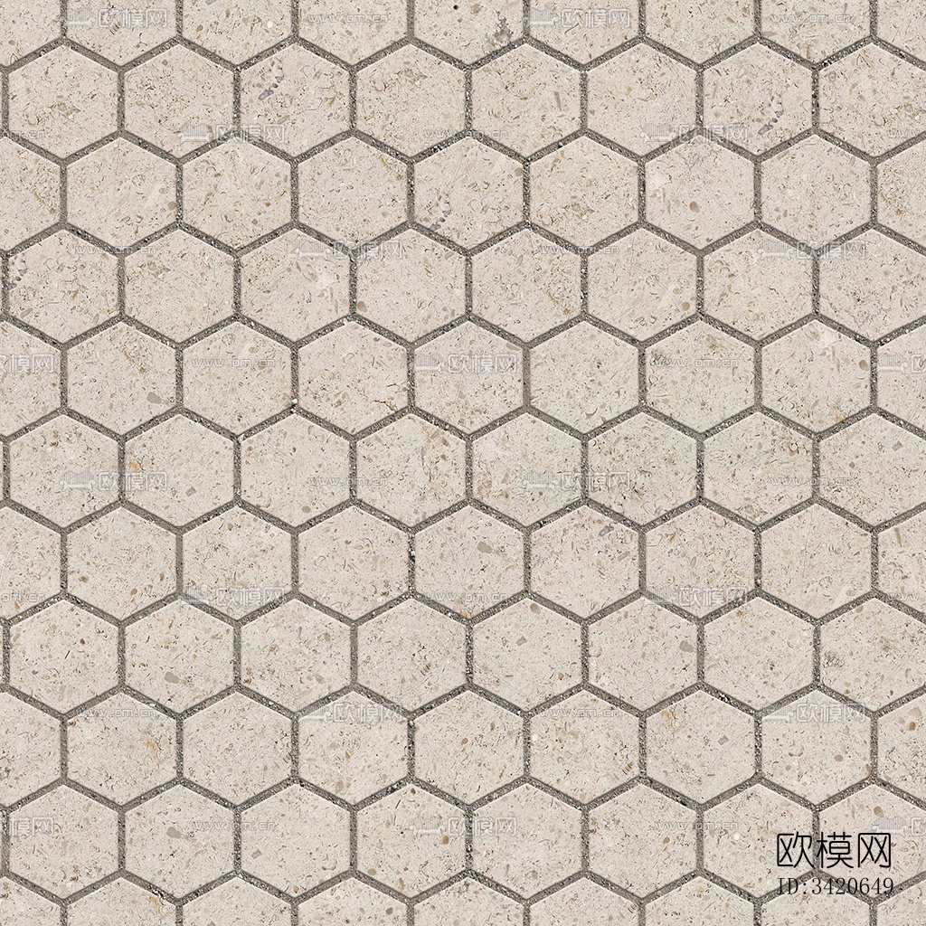 无缝六角形石材拼花地砖人行道路地面广场铺贴下载