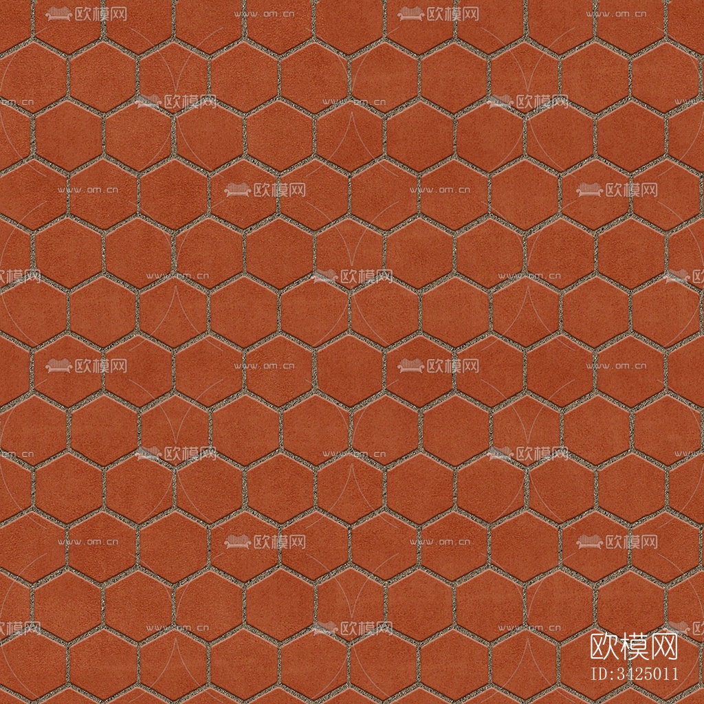 无缝六角形石材拼花地砖人行道路地面广场铺贴下载