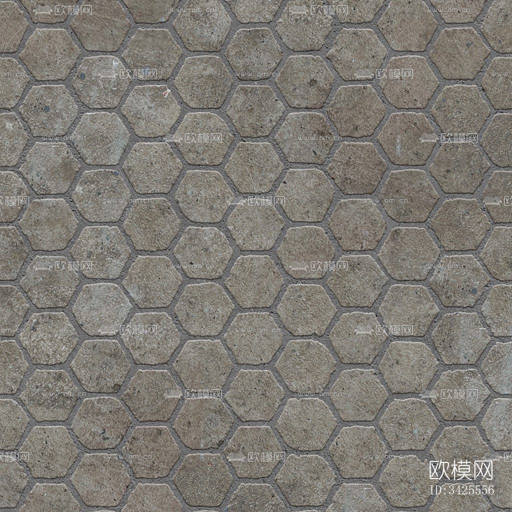 无缝六角形石材拼花地砖人行道路地面广场铺贴下载