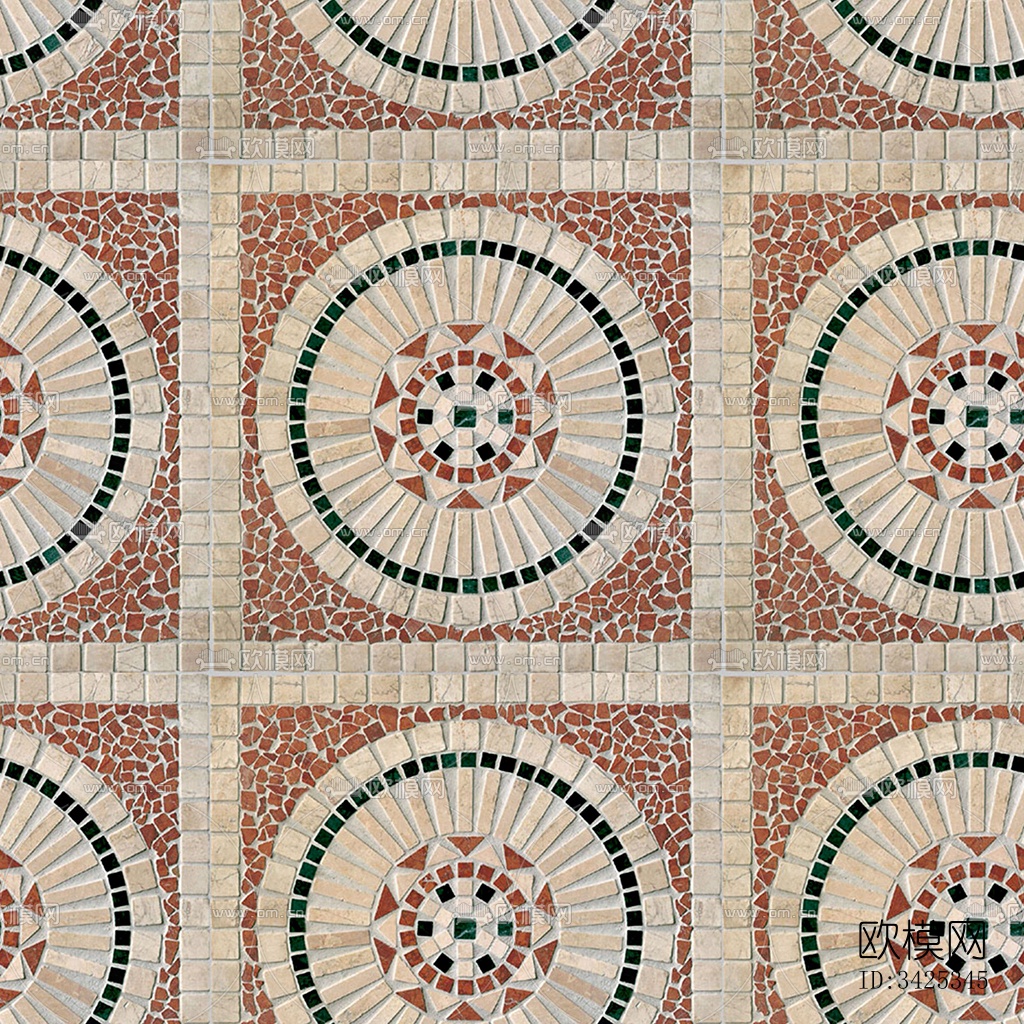无缝石材马赛克拼花地砖人行道路地面广场铺贴下载