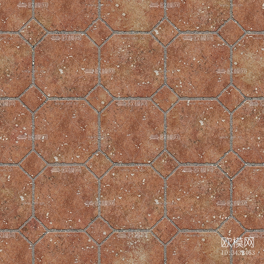 无缝红色陶瓦拼花地砖人行道路地面广场铺贴下载
