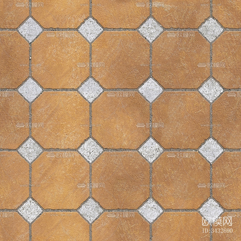 无缝黄色陶瓦拼花地砖人行道路地面广场铺贴下载