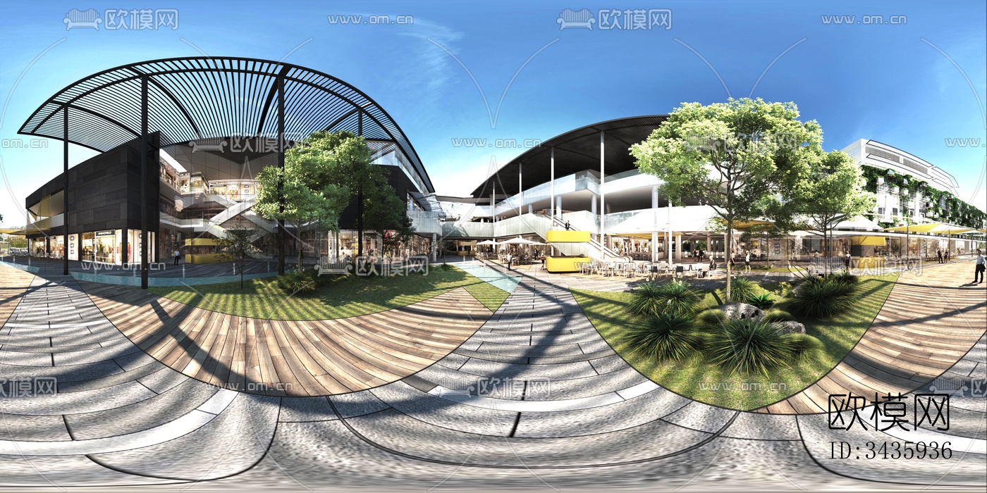 HDR商业街花园全景贴图下载