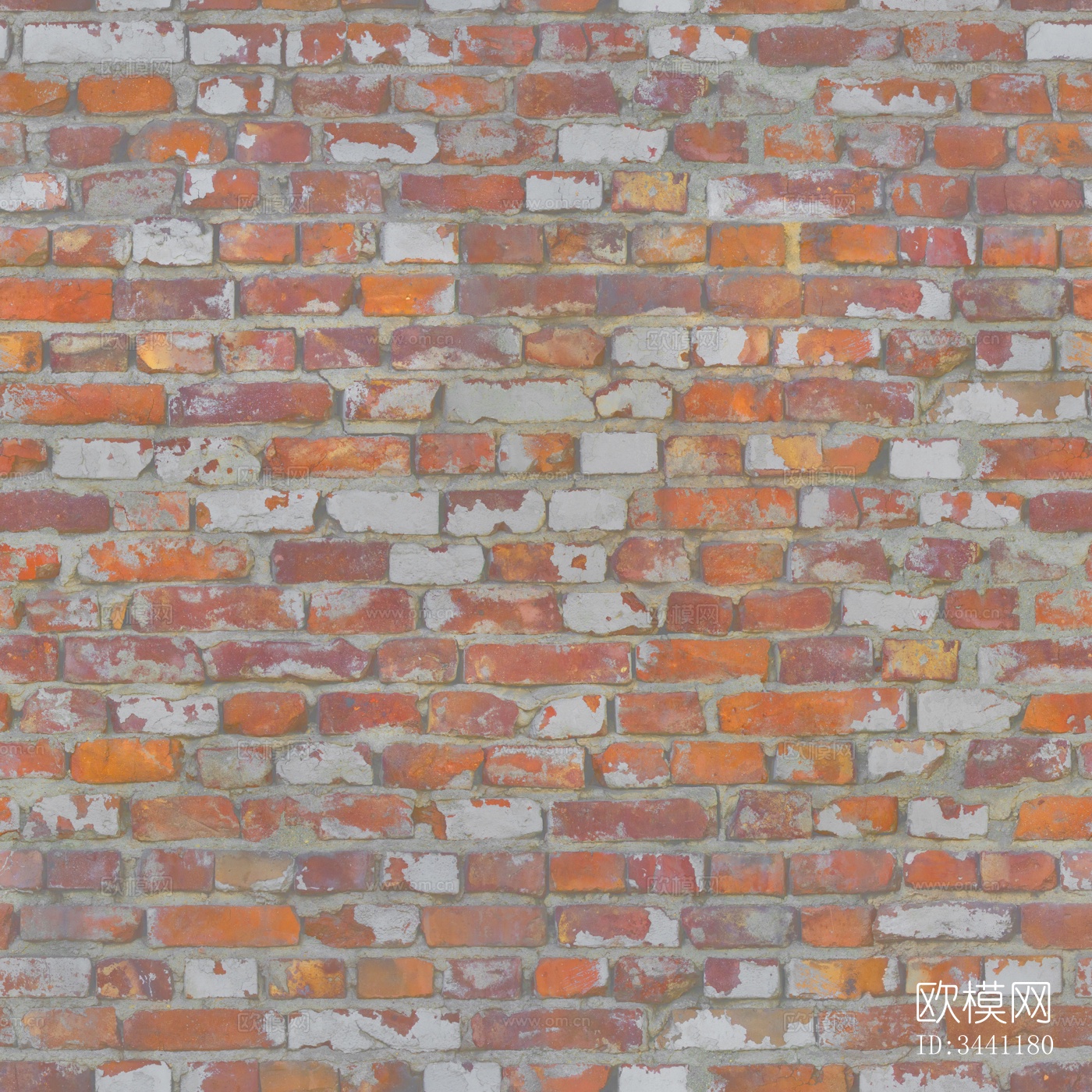 破旧红砖墙高清贴图下载（渲染图2）