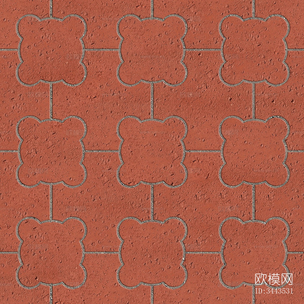 无缝陶瓦几何拼花地砖人行道路地面广场铺贴下载