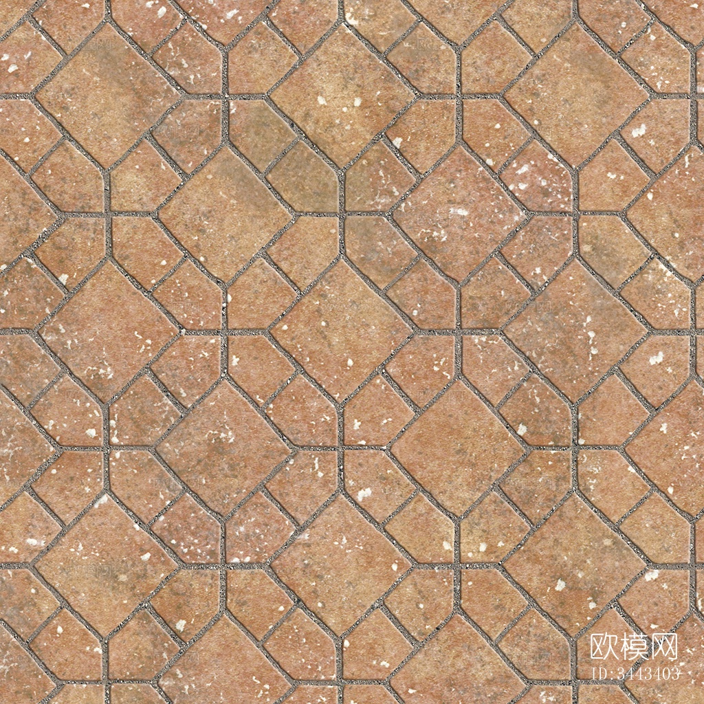 无缝陶瓦几何拼花地砖人行道路地面广场铺贴下载
