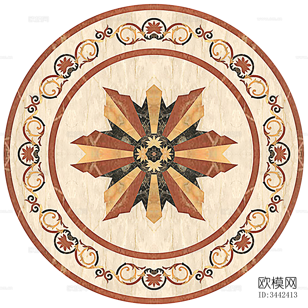 圆形免扣大理石材拼花图案纹理下载