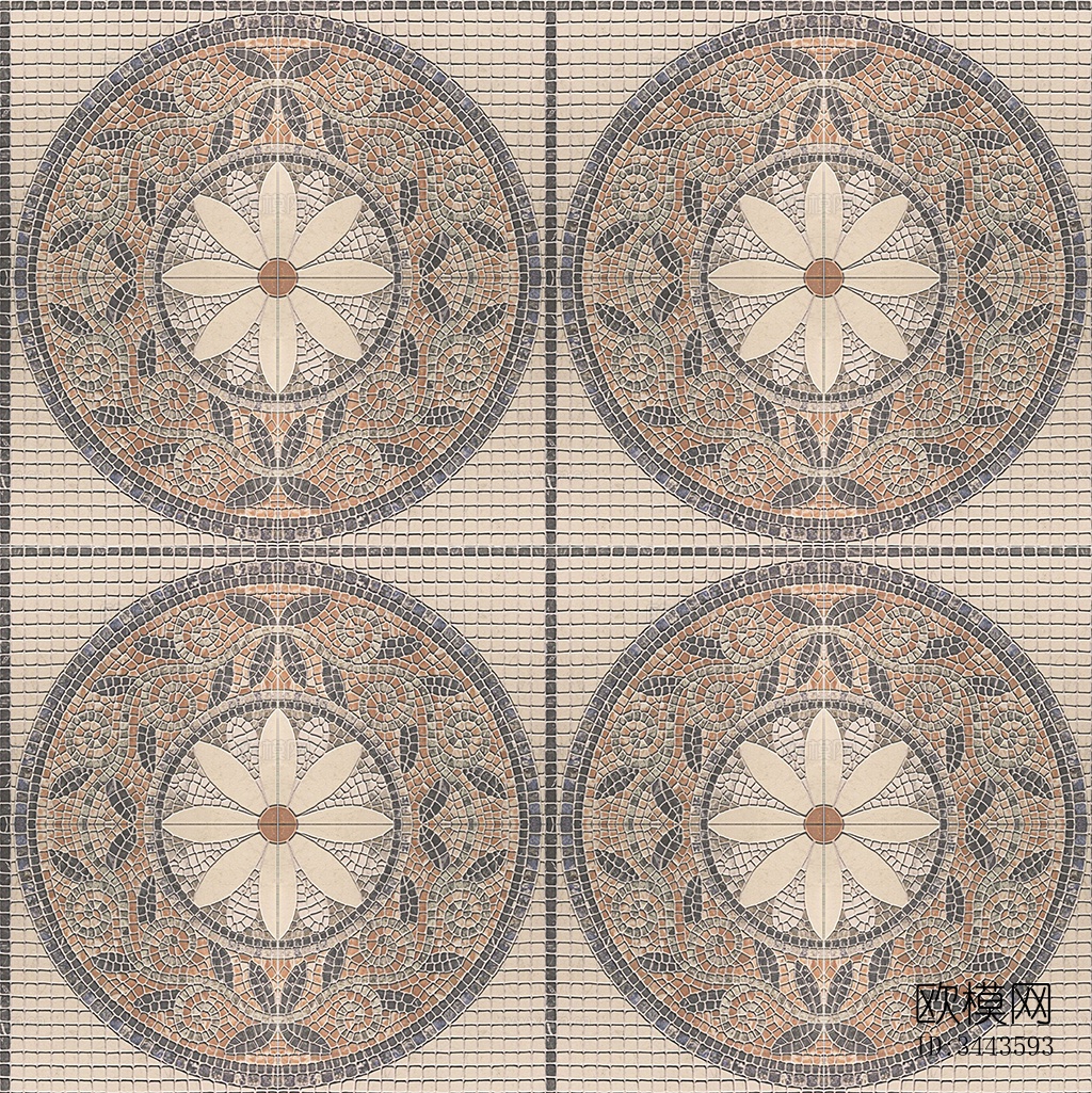 无缝石材马赛克拼花地砖人行道路地面广场铺贴下载