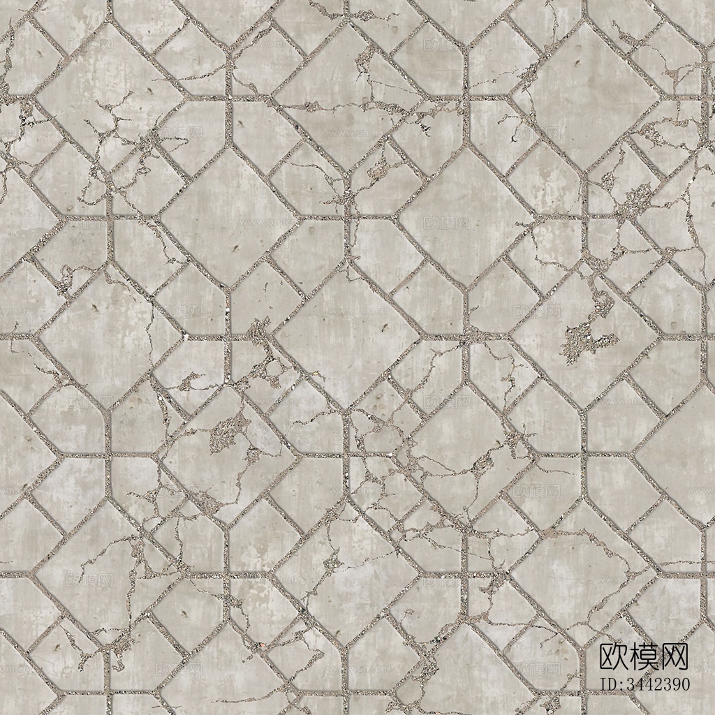 无缝破损水泥拼花地砖人行道路地面广场铺贴下载