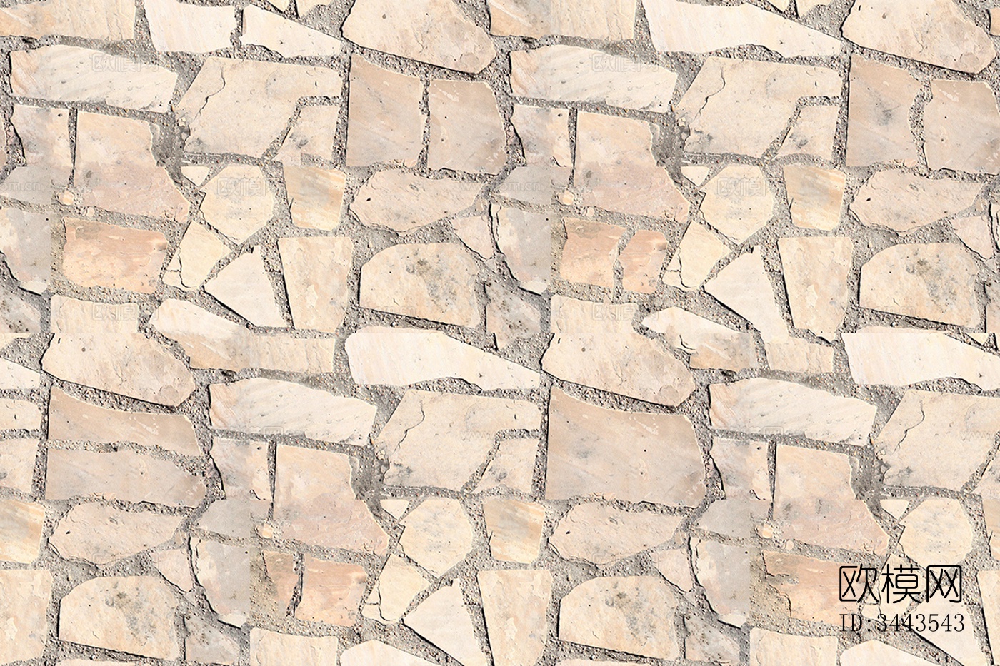 无缝米黄色不规则拼花石板地砖人行道路地面广场铺贴下载