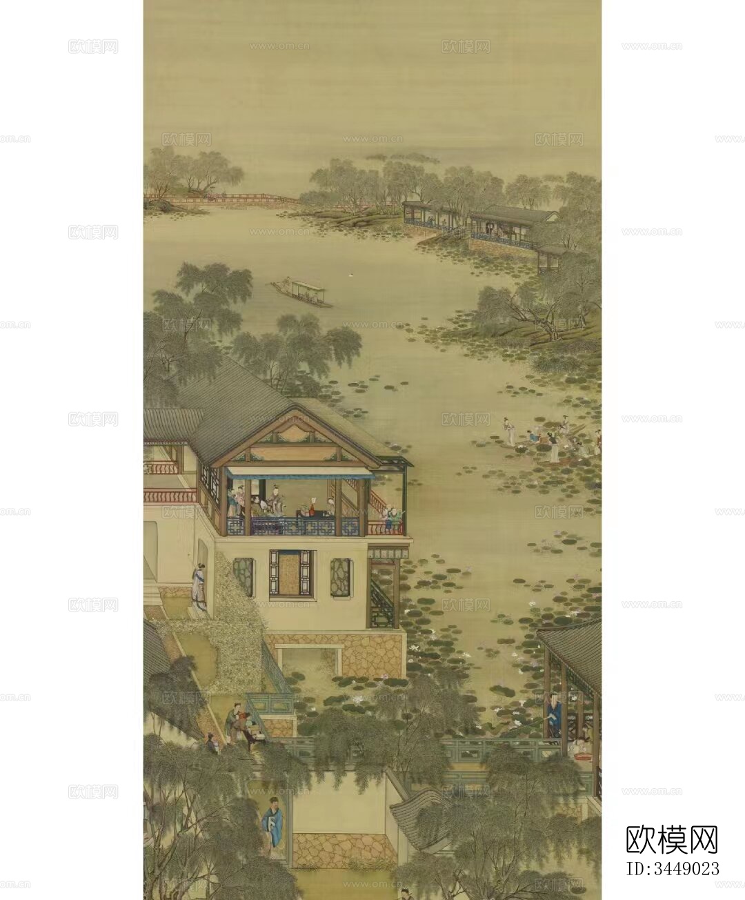 中式壁纸壁画贴图下载