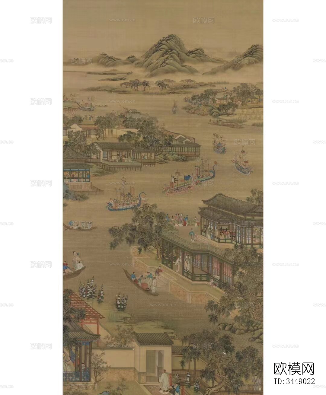 中式壁纸壁画贴图下载