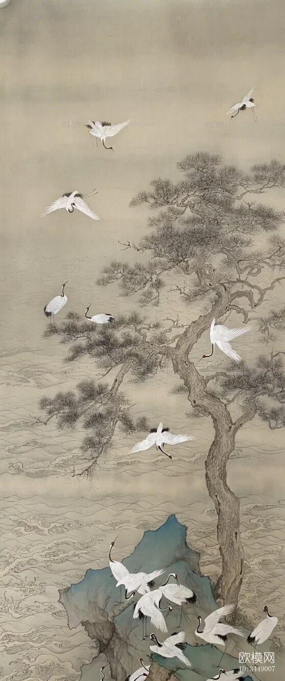 中式壁纸壁画贴图下载