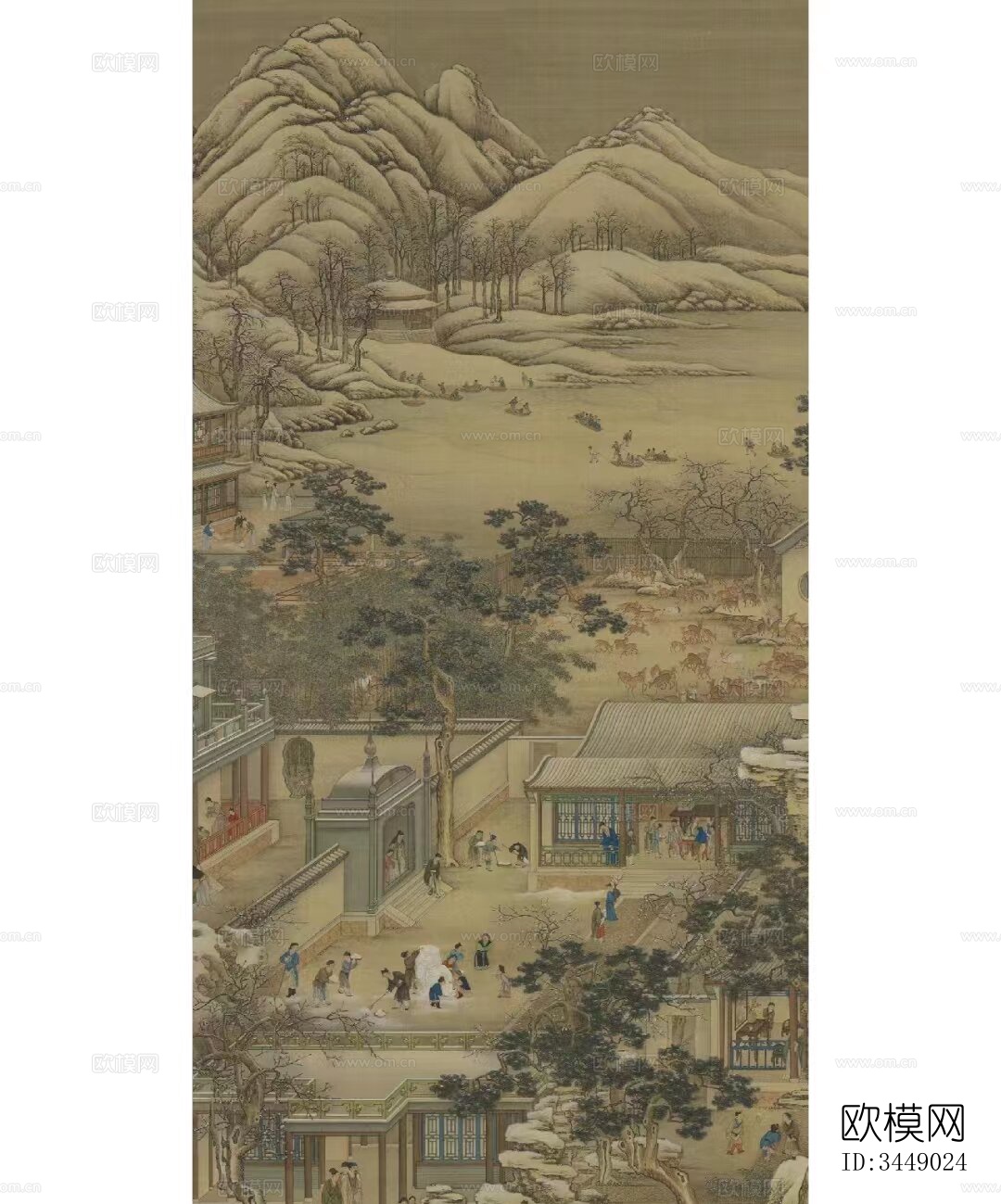 中式壁纸壁画贴图下载