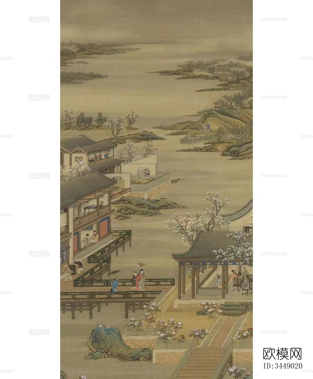 中式壁纸壁画贴图下载