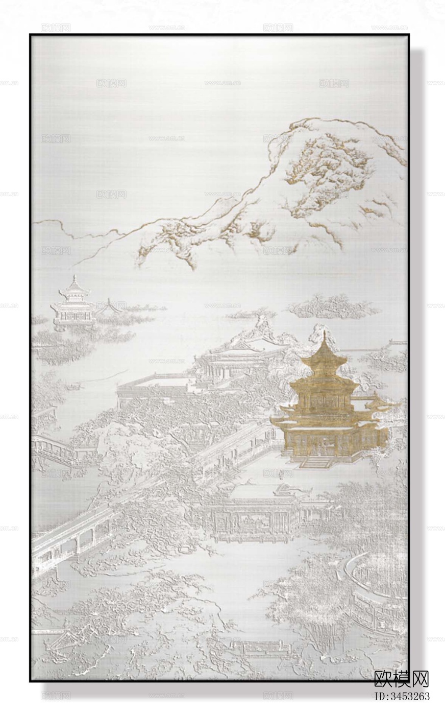 新中式装饰画壁画贴图下载