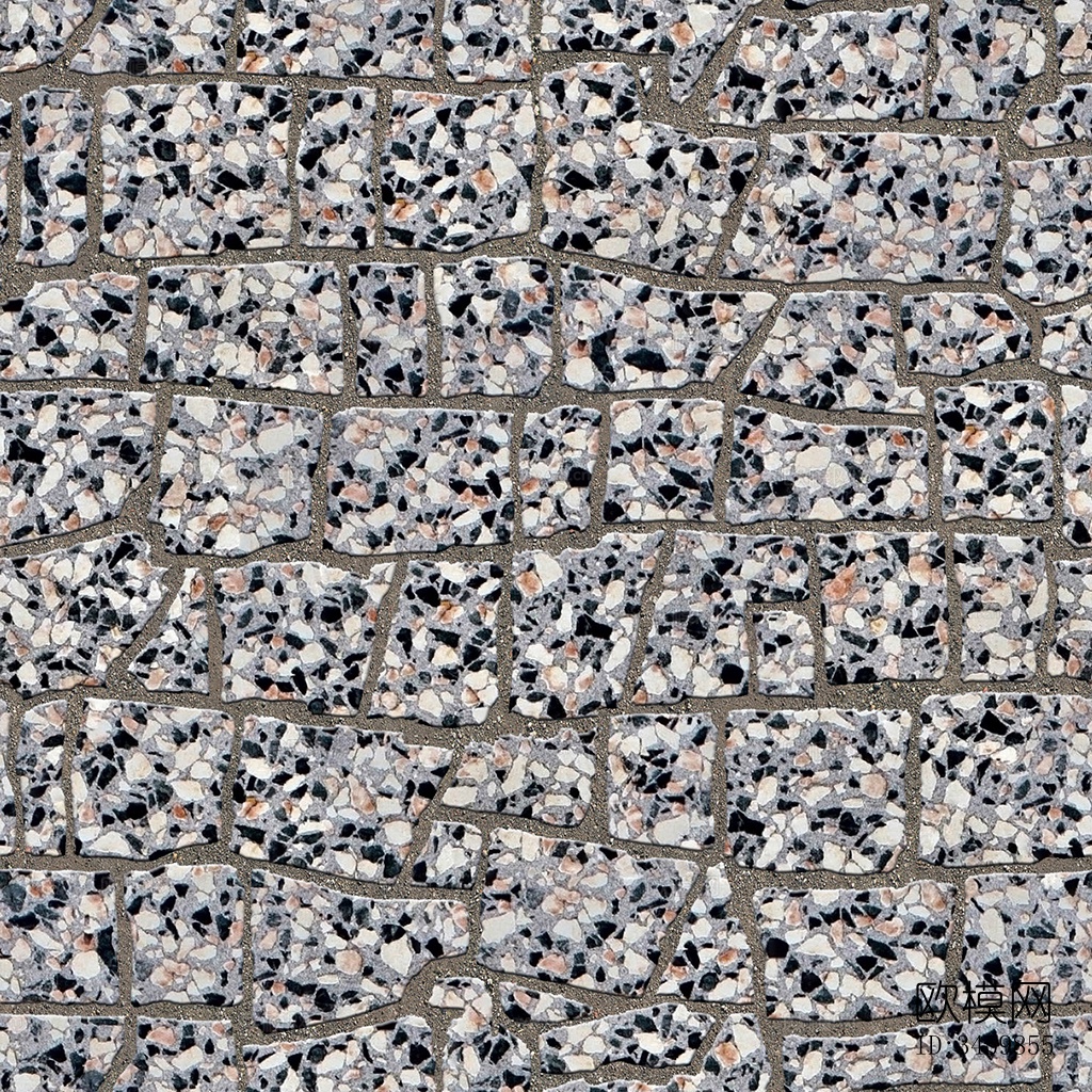 无缝芝麻灰色不规则拼花石板地砖人行道路地面广场铺贴下载