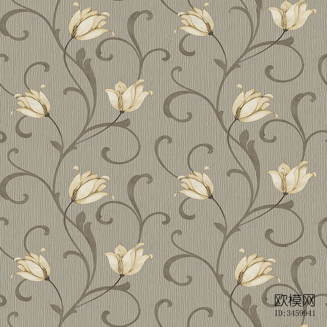 无缝现代欧式植物花纹图案墙纸壁纸壁布下载