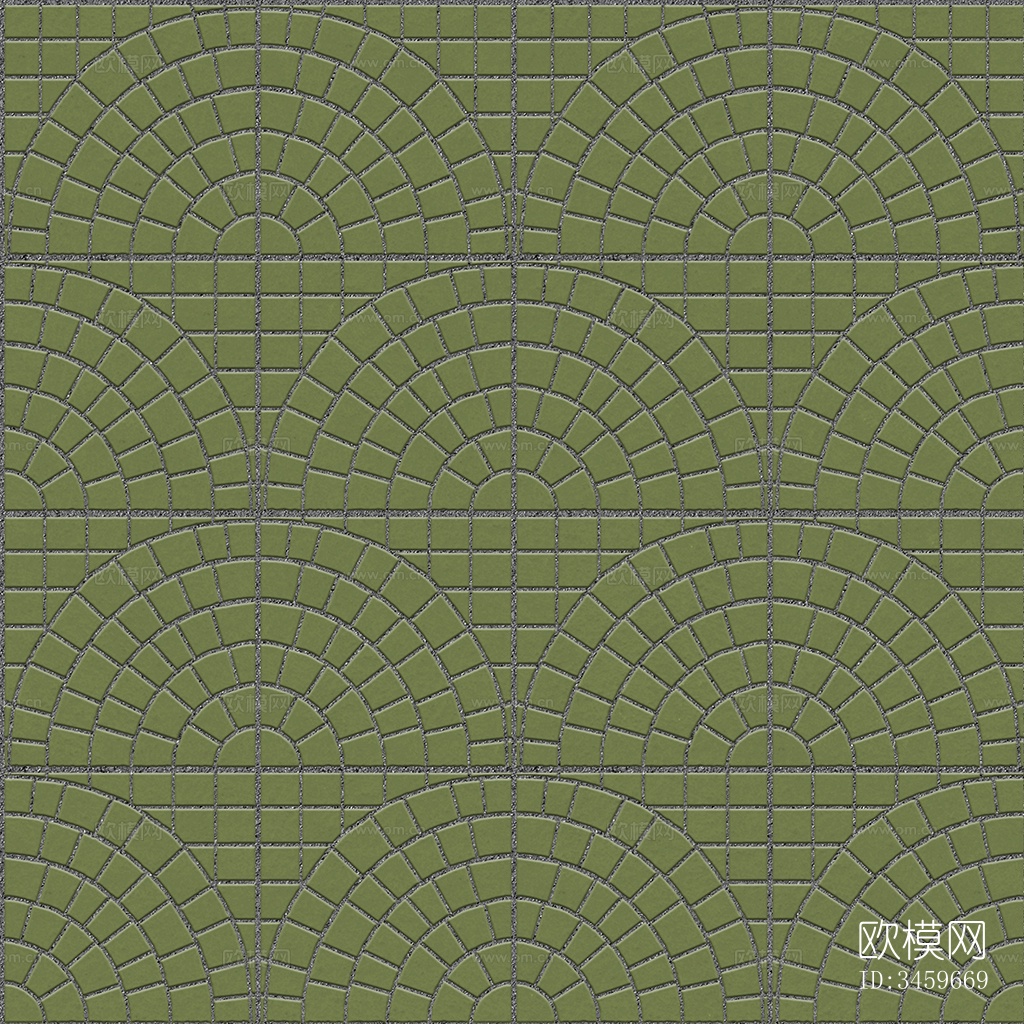 无缝绿色鹅软石拼花地砖人行道路地面广场铺贴下载