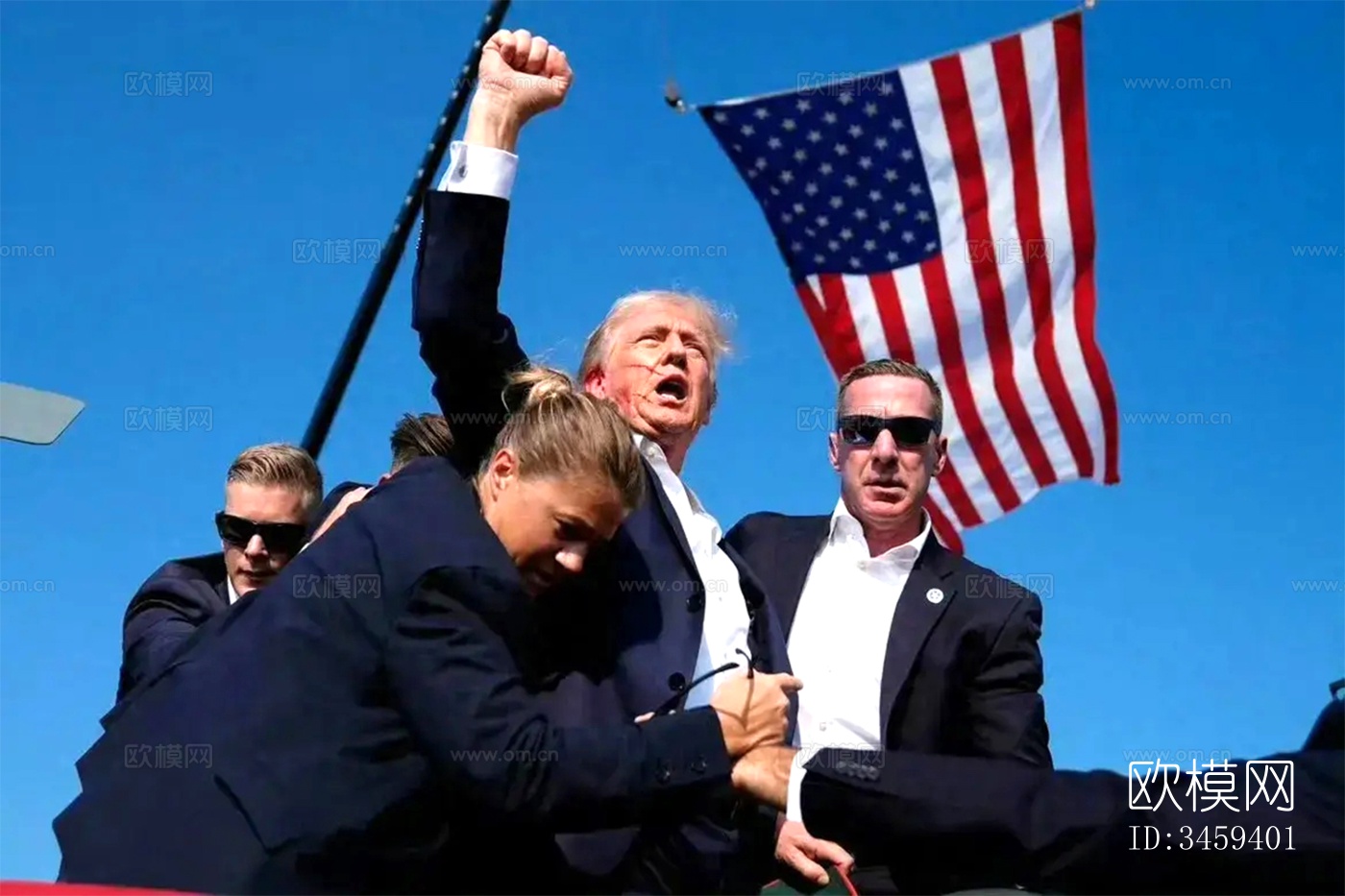 特朗普枪击高清大图 手机壁纸下载