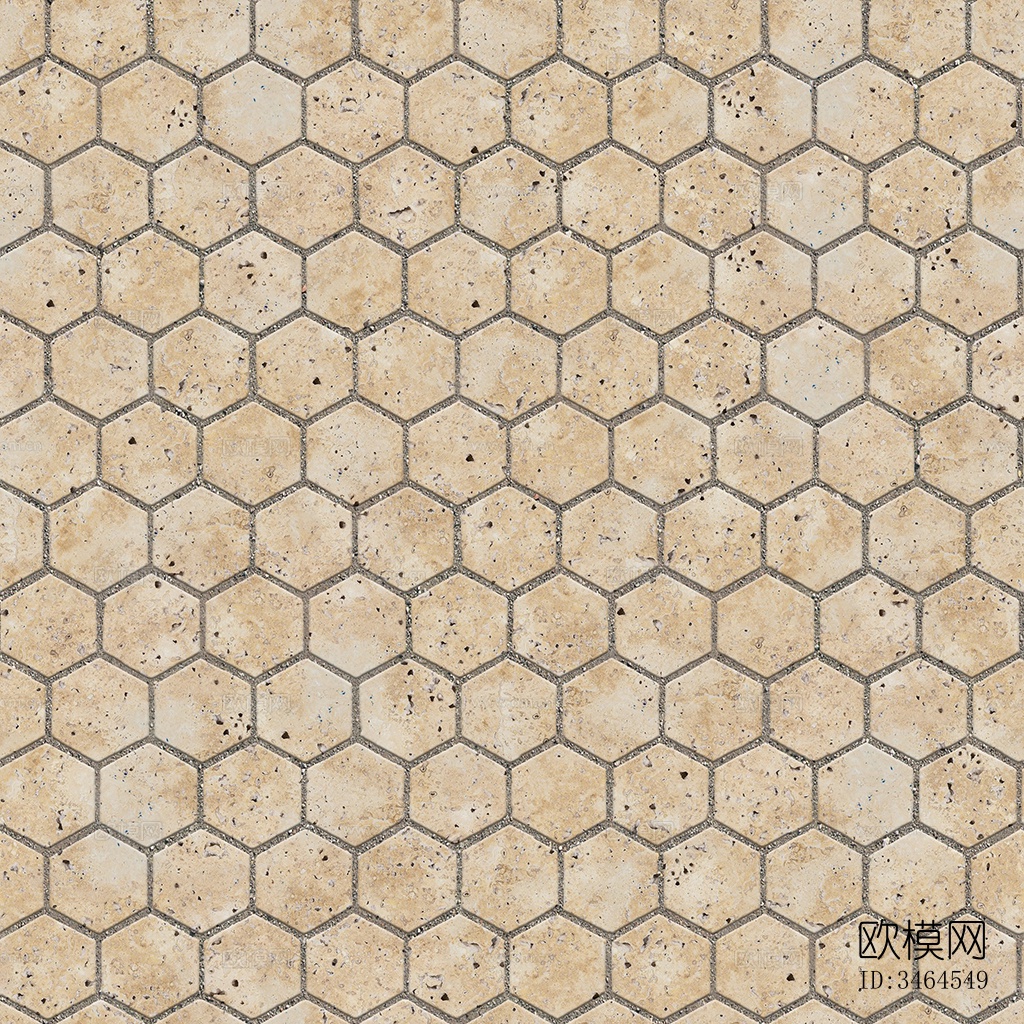 无缝六角形石材拼花地砖人行道路地面广场铺贴下载
