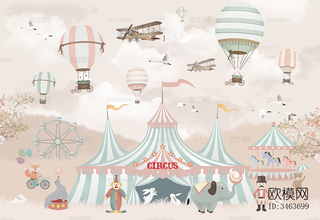 儿童房卡通壁纸壁画下载