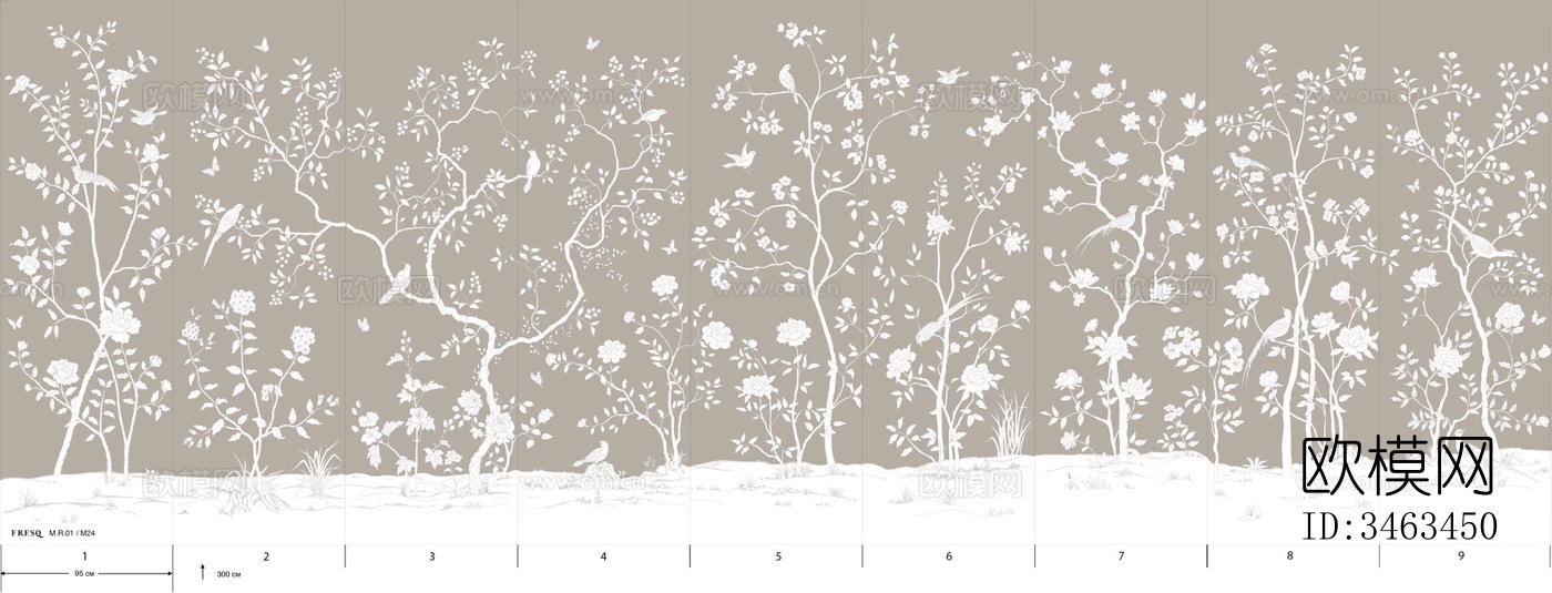 国外手绘植物壁纸壁画下载