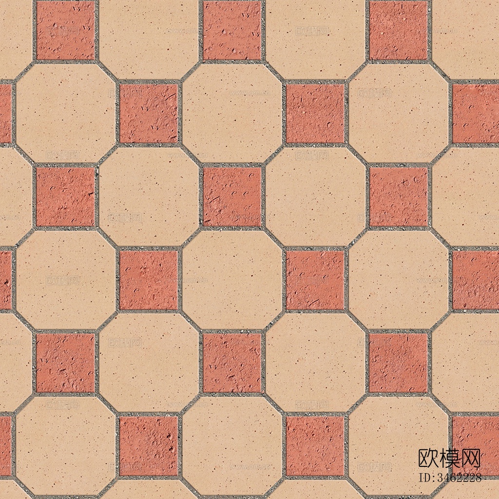 无缝黄色陶瓦几何拼花地砖人行道路地面广场铺贴下载