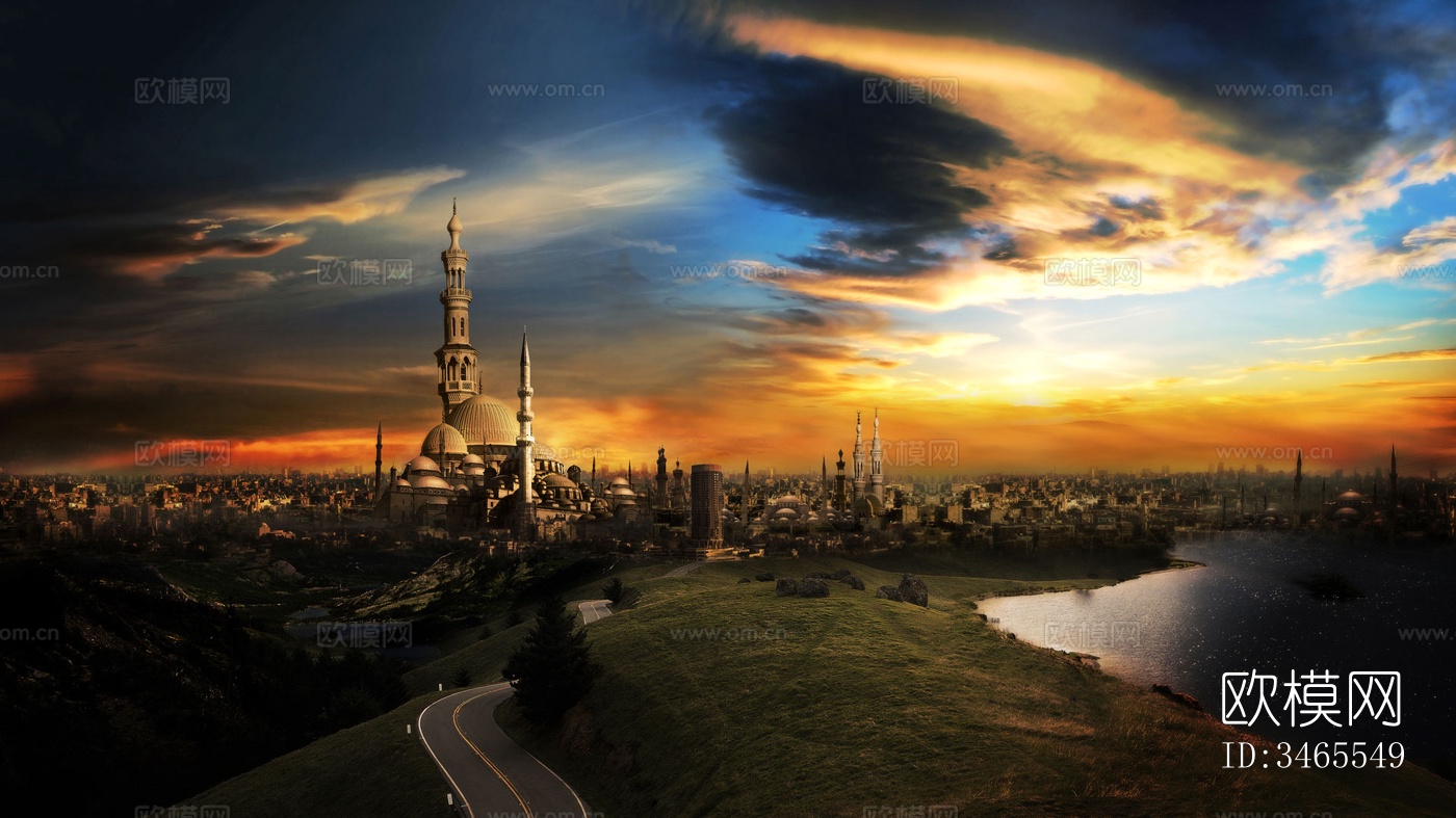 夕阳城市外景下载