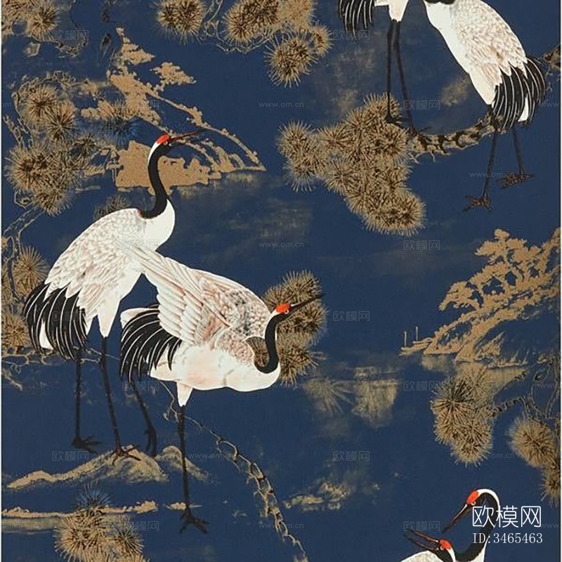 新中式丹顶鹤挂画下载