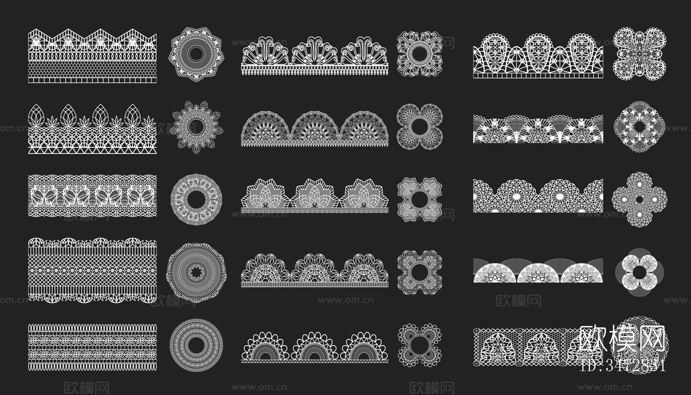 高精度蕾丝边花纹图样下载