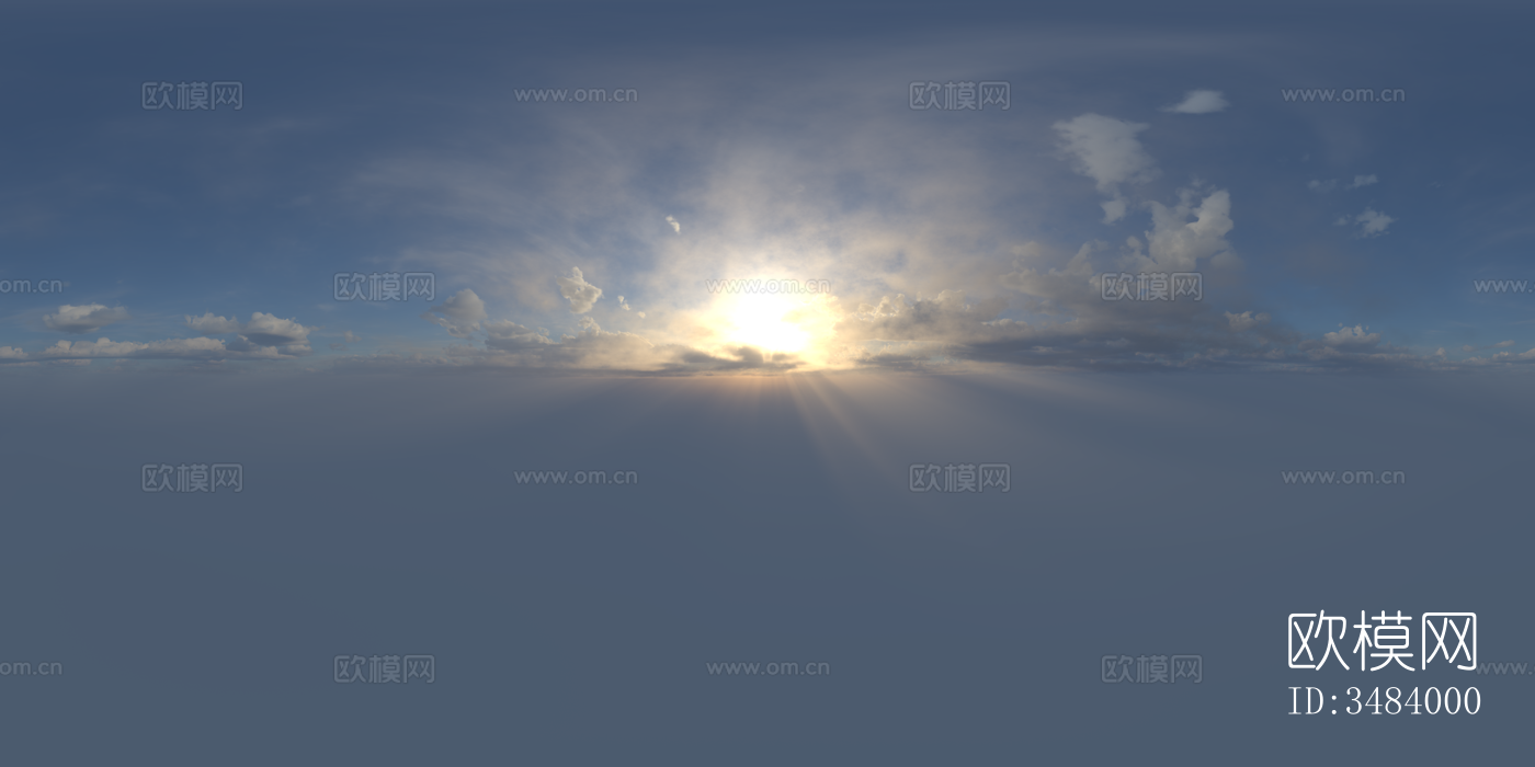 无缝日出日落多云的蓝色天空景观风景HDR全景贴图下载