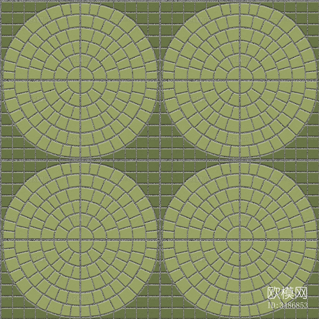 无缝绿色鹅软石拼花地砖人行道路地面广场铺贴下载
