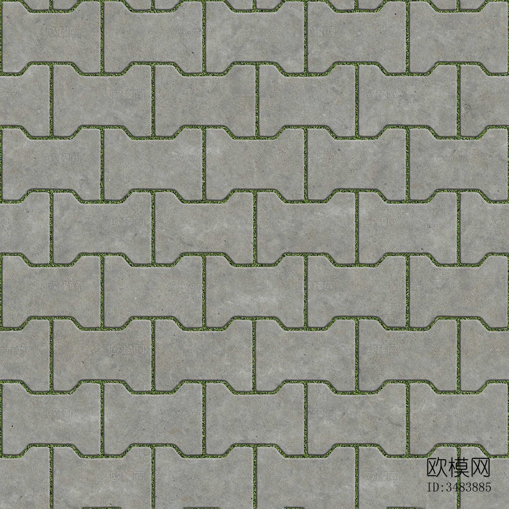 无缝公园透水砖草坪砖植草砖停车位铺装铺路下载