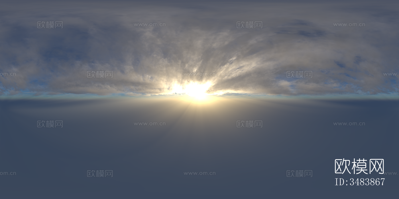无缝日出日落多云的蓝色天空景观风景HDR全景贴图下载
