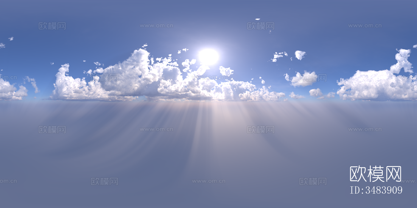 无缝日出日落多云的蓝色天空景观风景HDR全景贴图下载