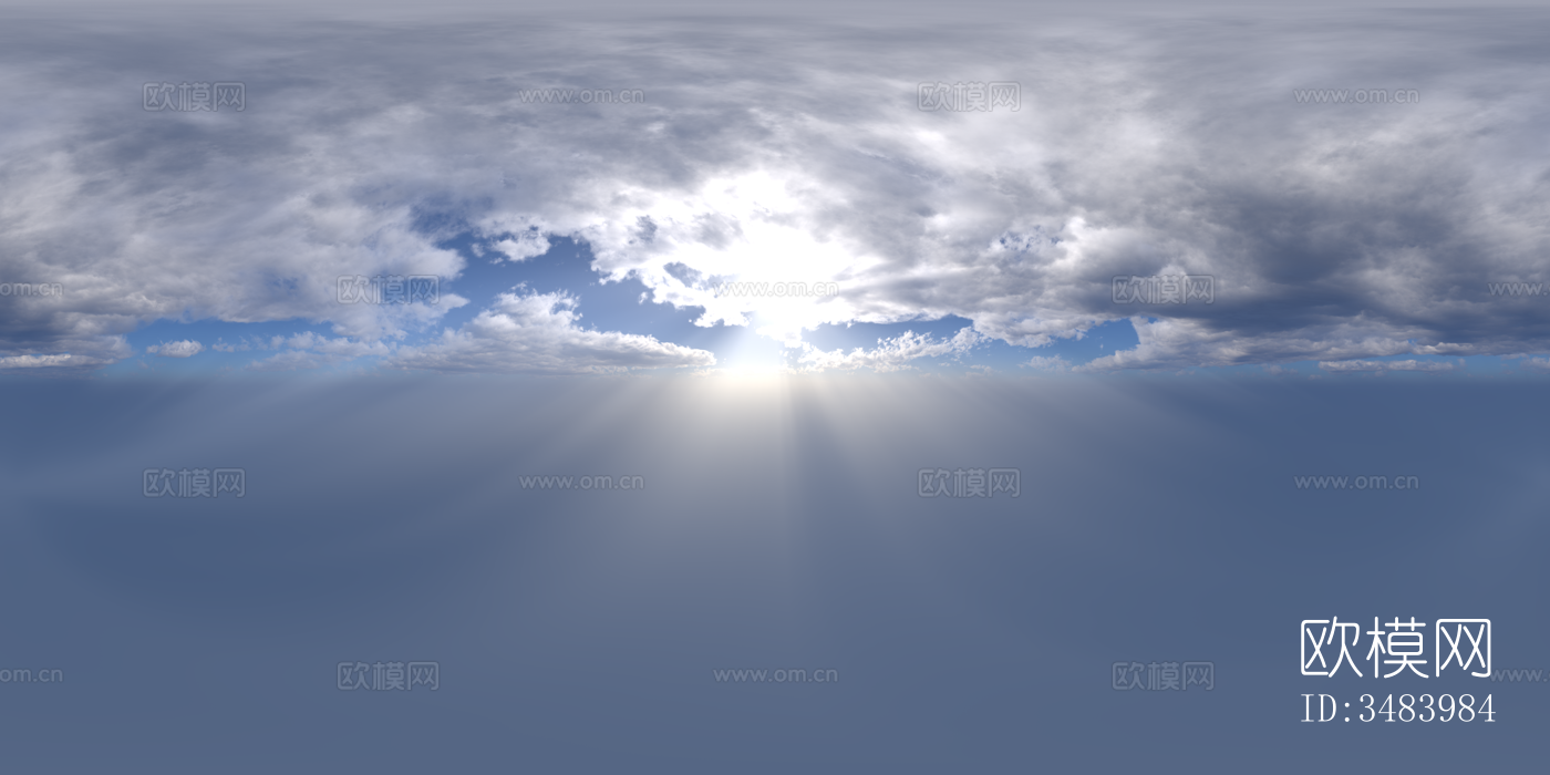 无缝日出日落多云的蓝色天空景观风景HDR全景贴图下载