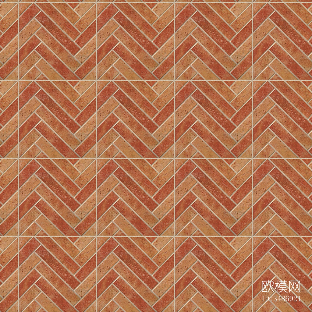 无缝人字纹陶瓦拼花地砖人行道路地面广场铺贴下载