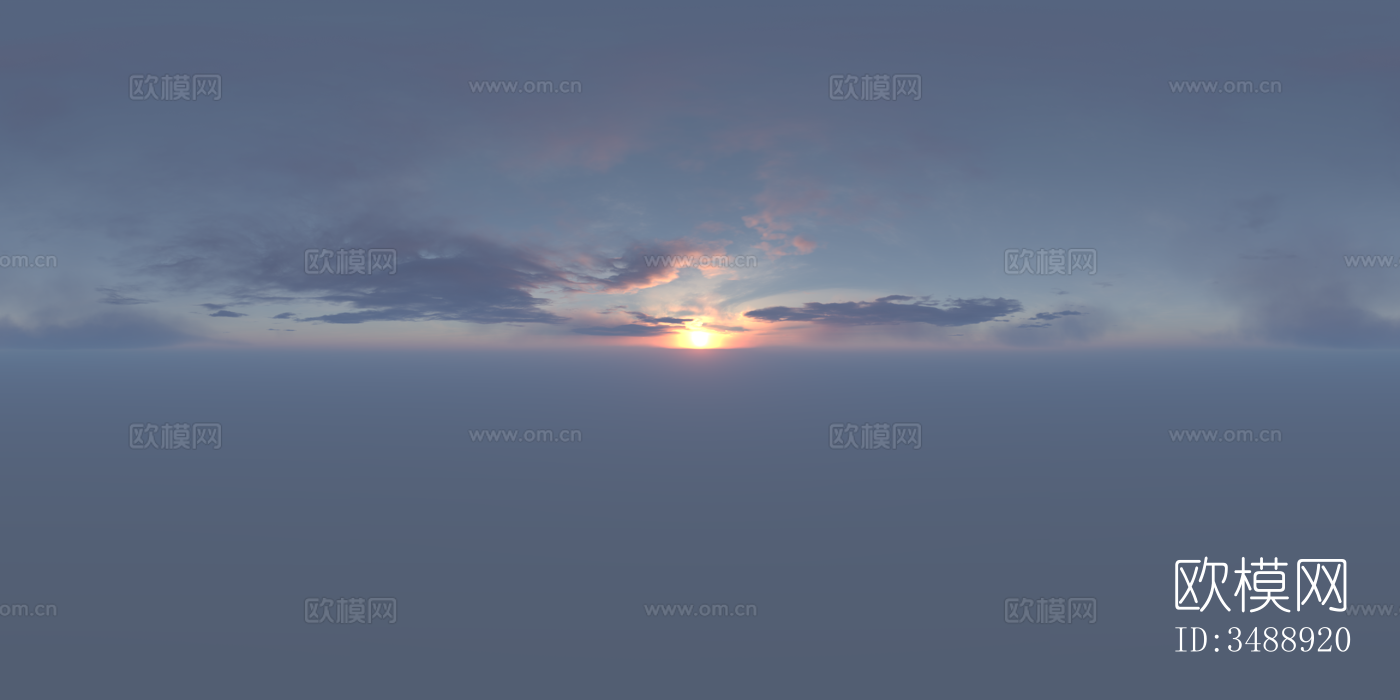 无缝日出日落多云的蓝色天空景观风景HDR全景贴图下载