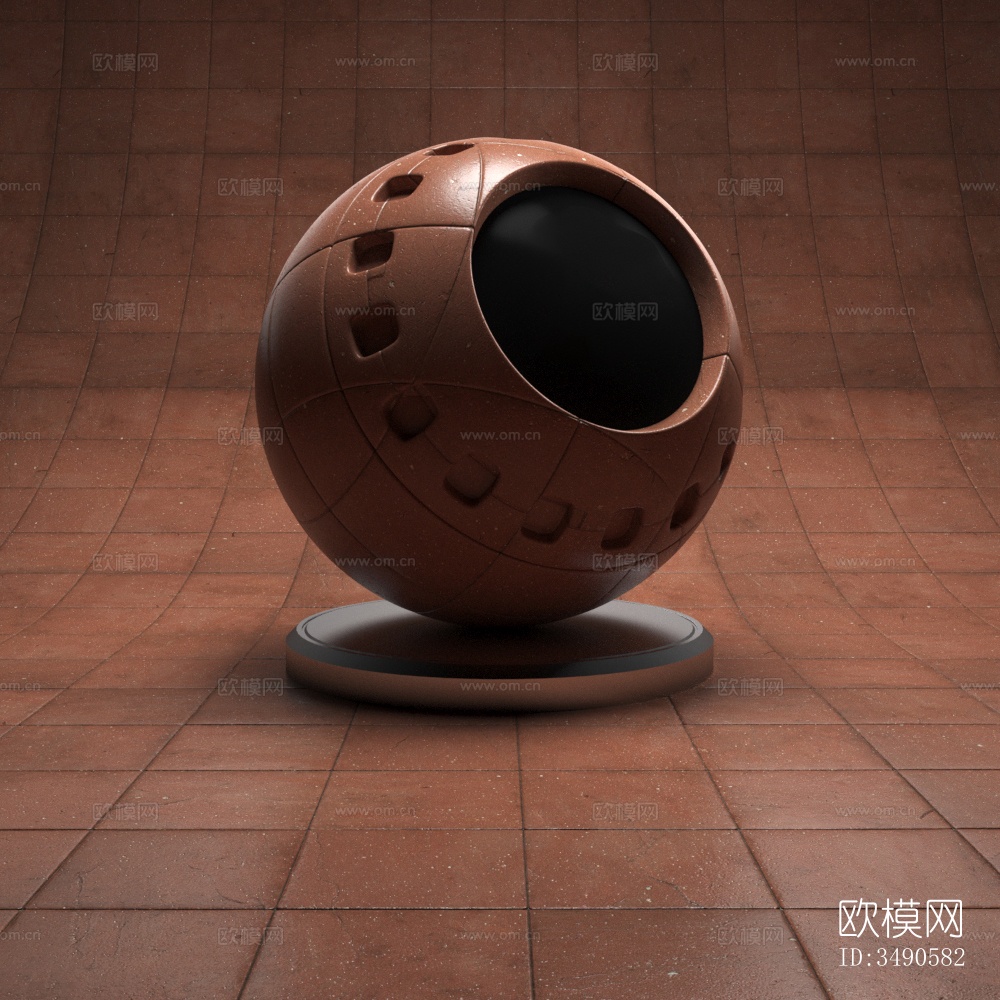 现代新中式仿古砖 棕色仿古砖 水泥砖 石纹砖下载（渲染图6）