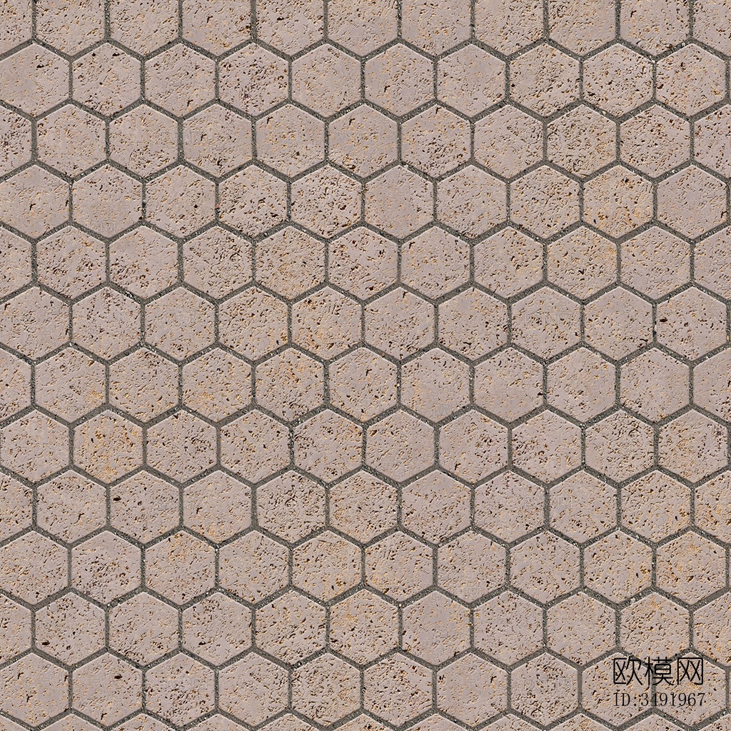 无缝六角形石材拼花地砖人行道路地面广场铺贴下载