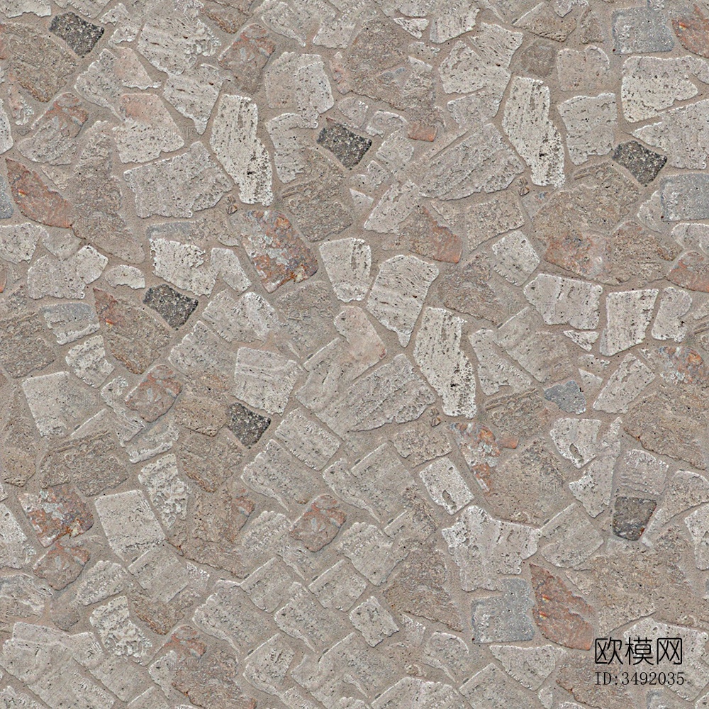 无缝浅黄色不规则拼花石板地砖人行道路地面广场铺贴下载