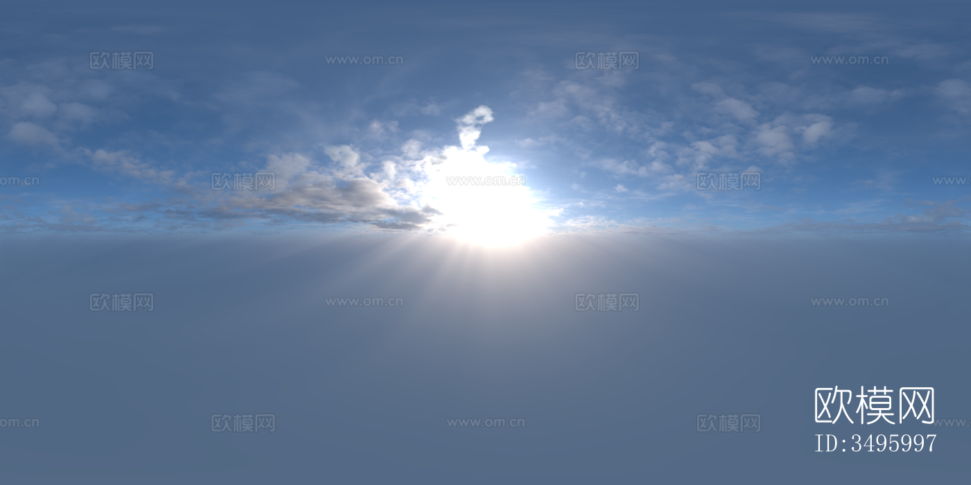 无缝日出日落多云的蓝色天空景观风景HDR全景贴图下载